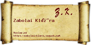 Zabolai Klára névjegykártya