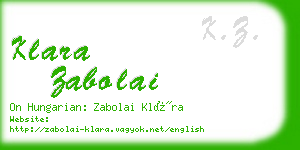 klara zabolai business card